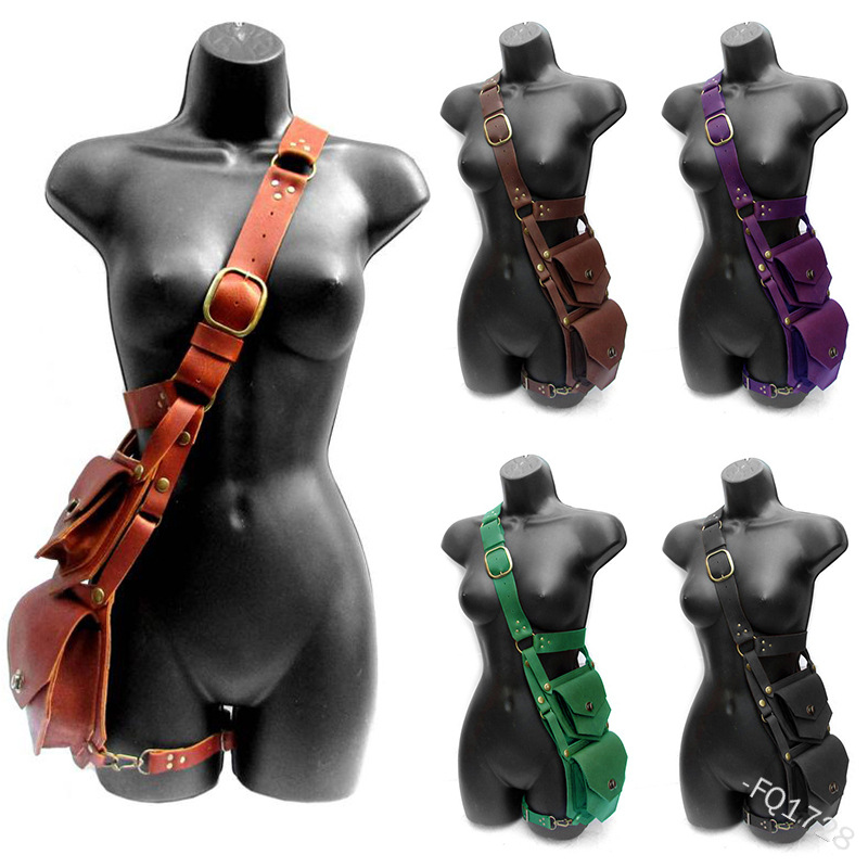 Women'S Viking Accessories - Medieval Pouch Bag Belt Leather Saddle