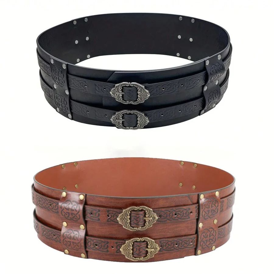 Women'S Viking Accessories - Renaissance Viking Embossed Wide Belt Medieval