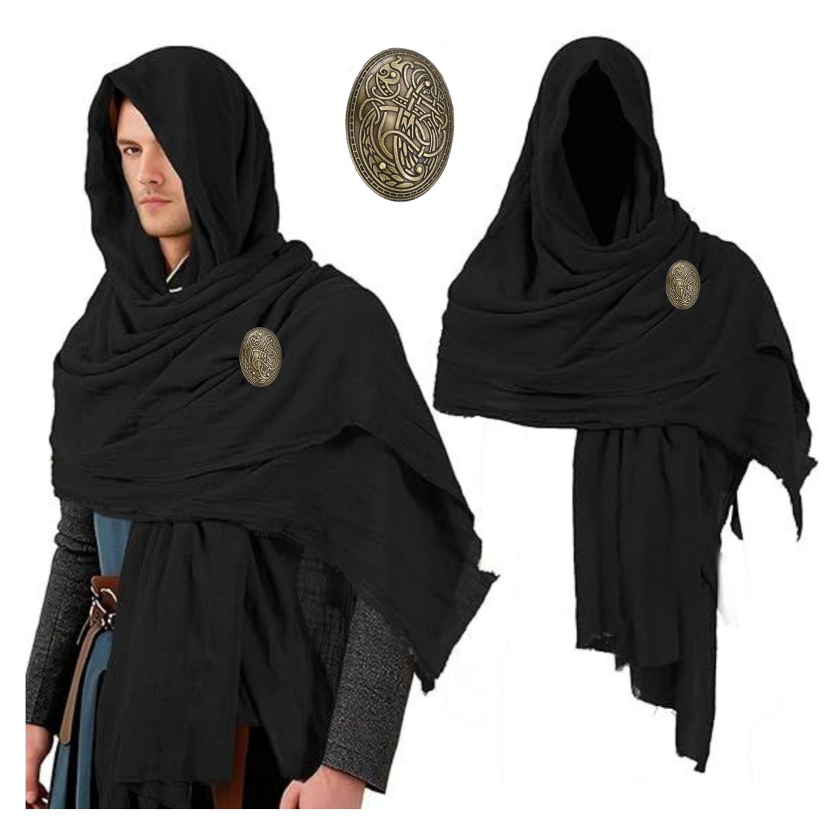 Medieval Cloak with Hood Men W - Women'S Viking Accessories review and price