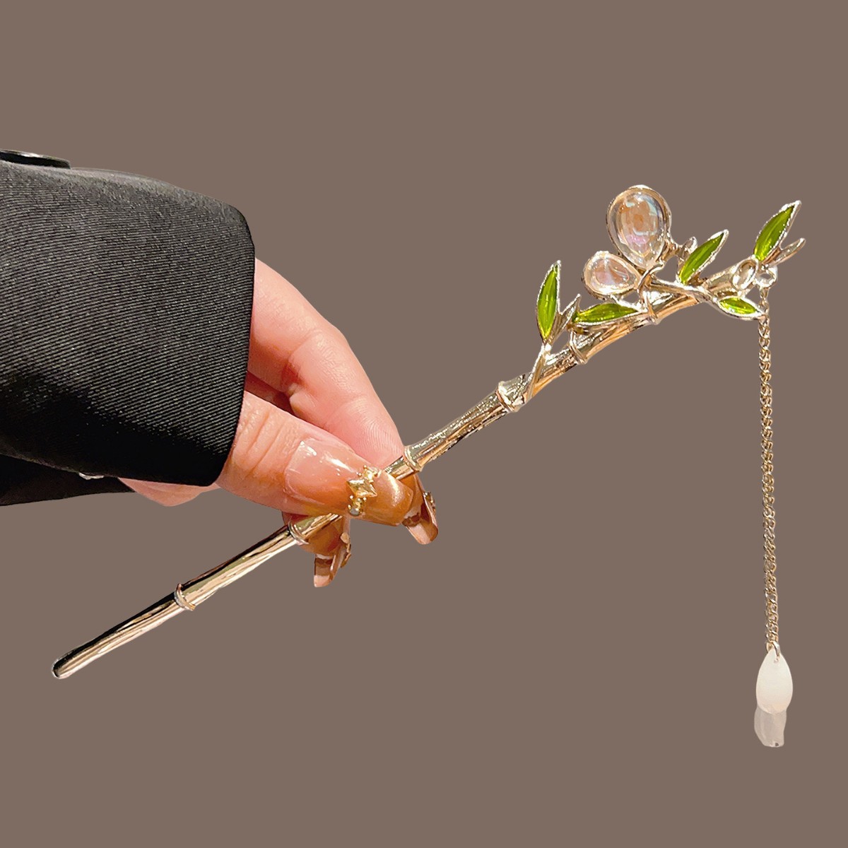 Green Bamboo Tassel Hair Stick - Hair Fork Stick review and price