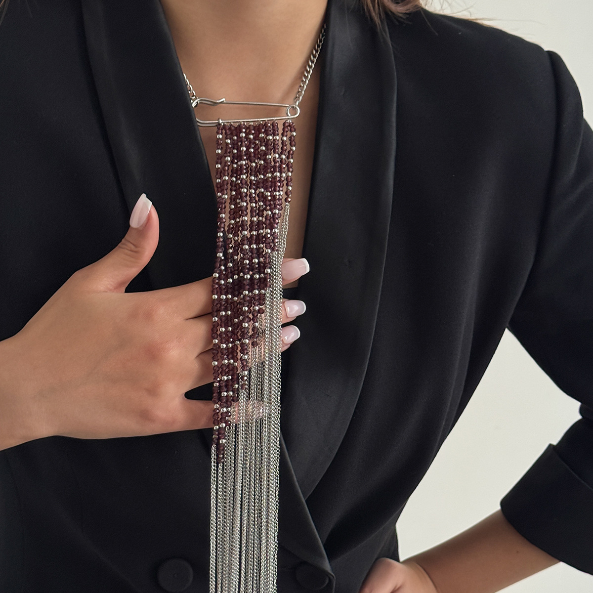 Silver Color Tassel Chain Broo - Women Accessories Chain review and price