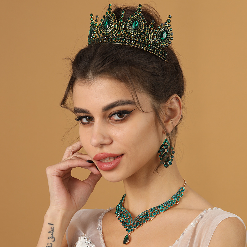 Baroque Queen Green Crown Crys - Women Accessories Dropshipping review and price