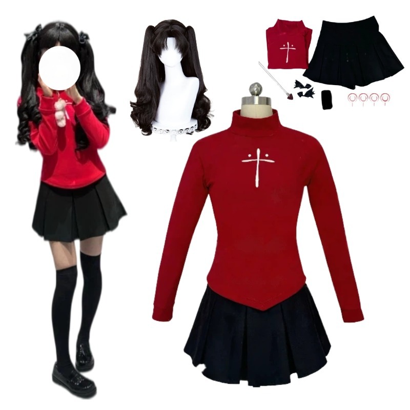 Anime Tohsaka Rin Cosplay Cost - Women'S Red Accessories review and price